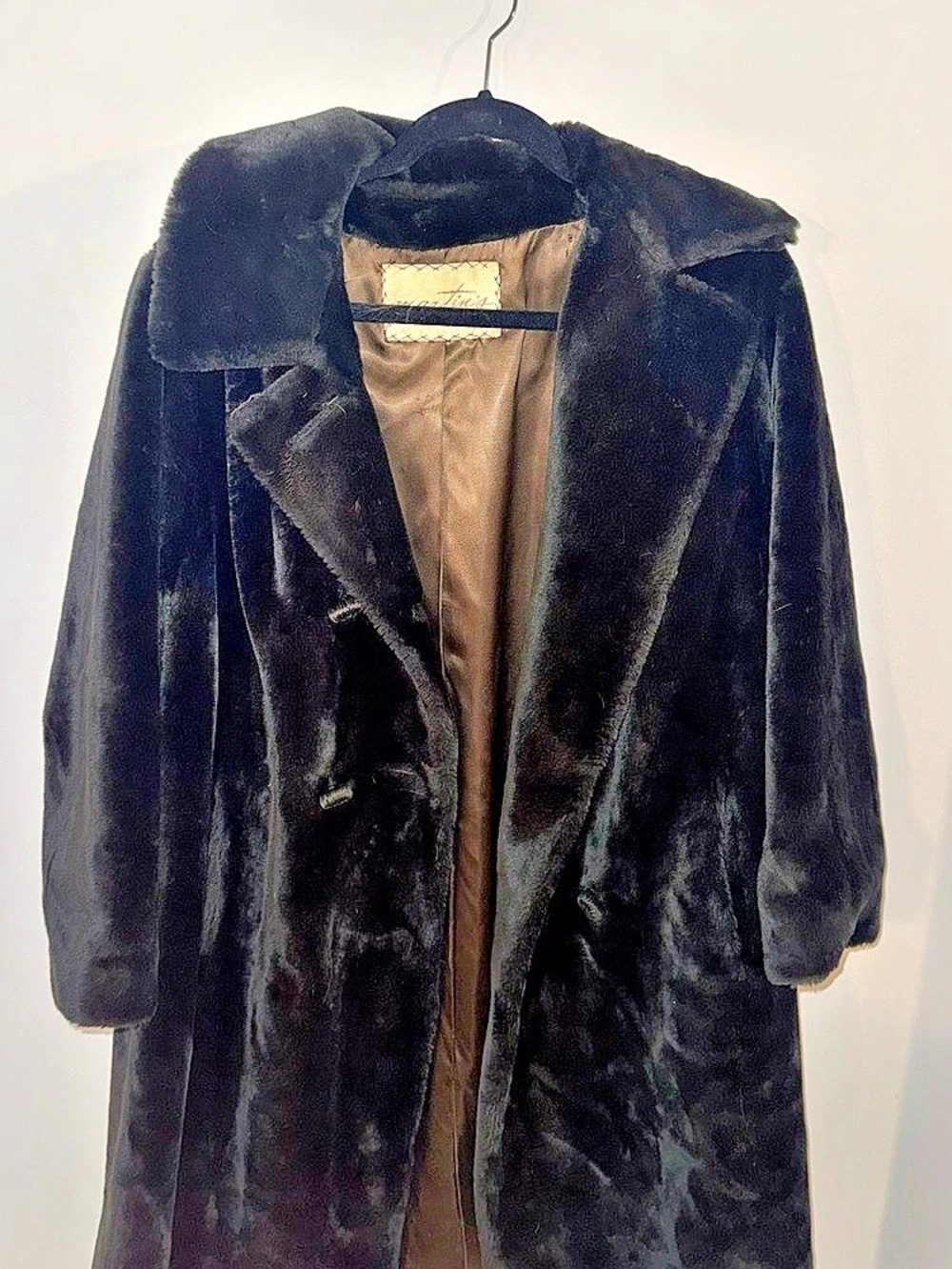 Vintage Black Faux Fur Coat